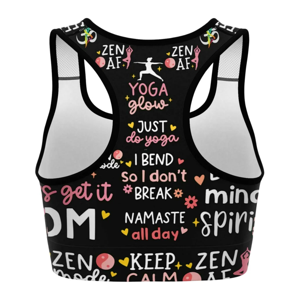 Mantra Print Yoga Bra And Pants Set