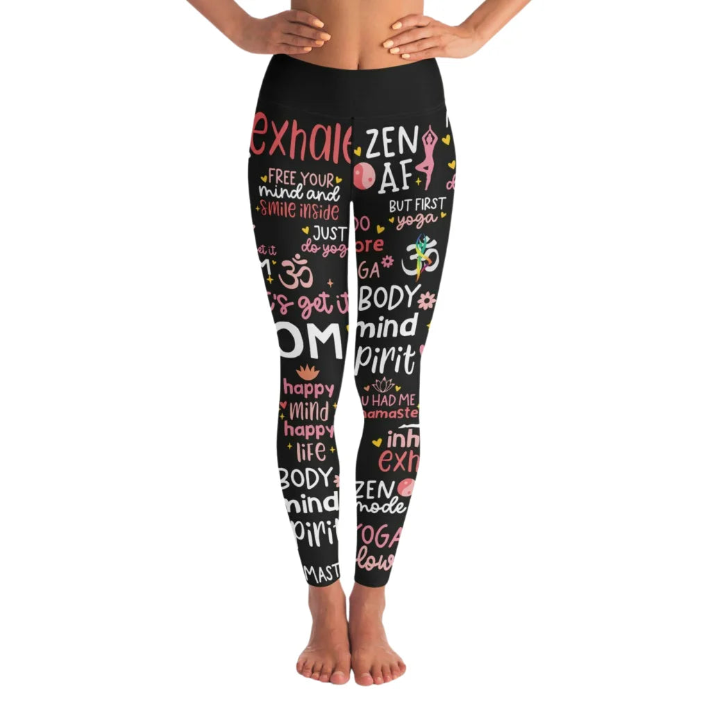 Mantra Print Yoga Bra And Pants Set