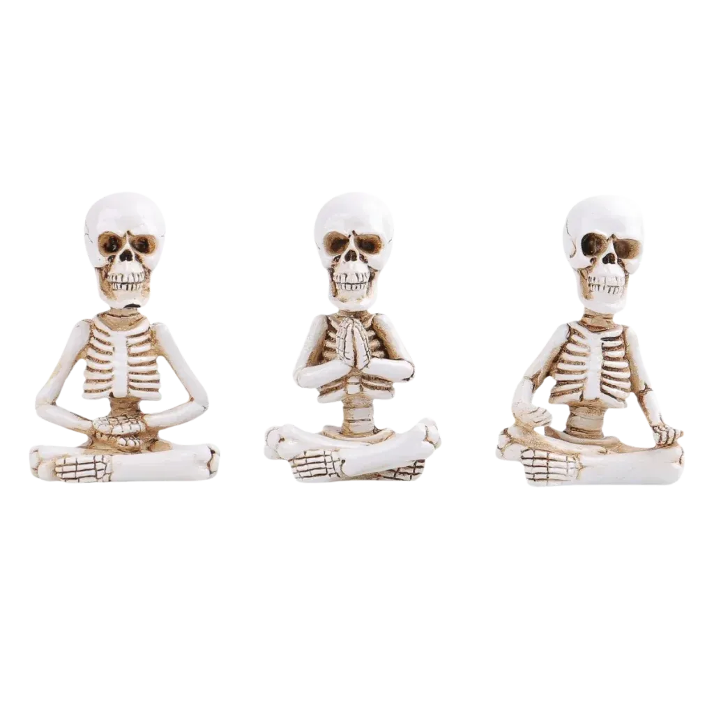Meditative Skeleton Statue Set For Unique Decor