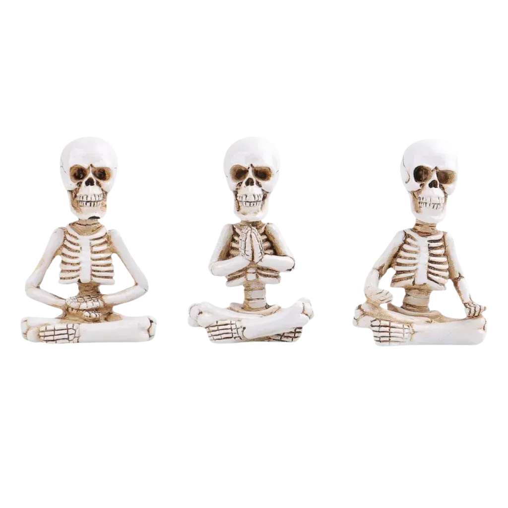 Meditative Skeleton Statue Set For Unique Decor