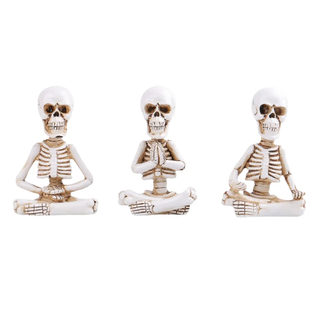 Meditative Skeleton Statue Set For Unique Decor