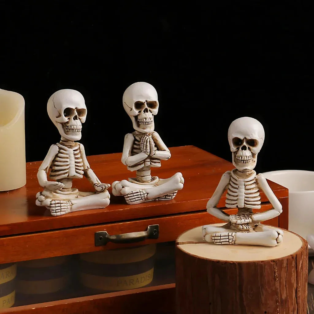 Meditative Skeleton Statue Set For Unique Decor