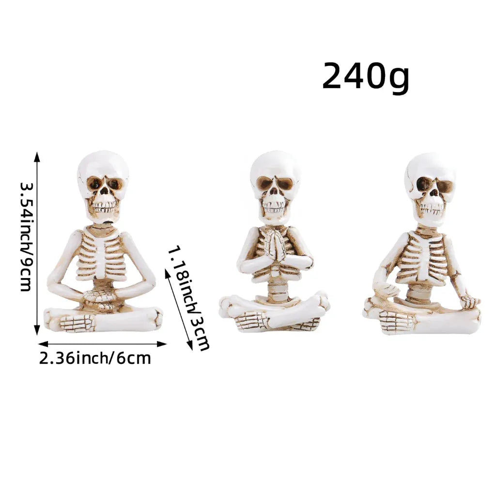 Meditative Skeleton Statue Set For Unique Decor