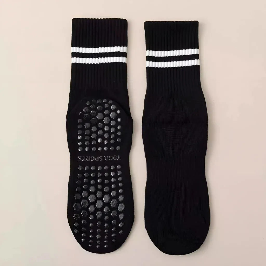 Mid Calf Grippy Socks Yoga For Year Round Comfort - Black / one size