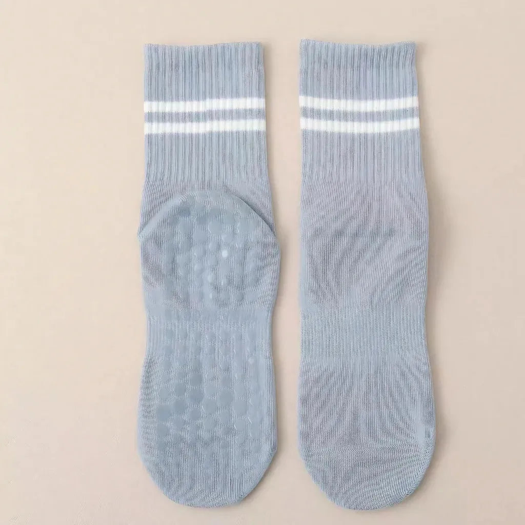 Mid Calf Grippy Socks Yoga For Year Round Comfort - Blue / one size