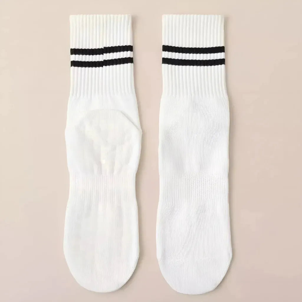 Mid Calf Grippy Socks Yoga For Year Round Comfort - White / one size