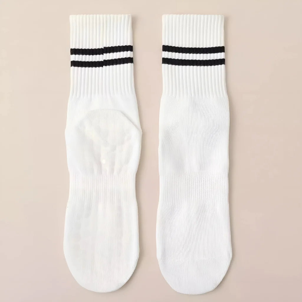 Mid Calf Grippy Socks Yoga For Year Round Comfort - White / one size