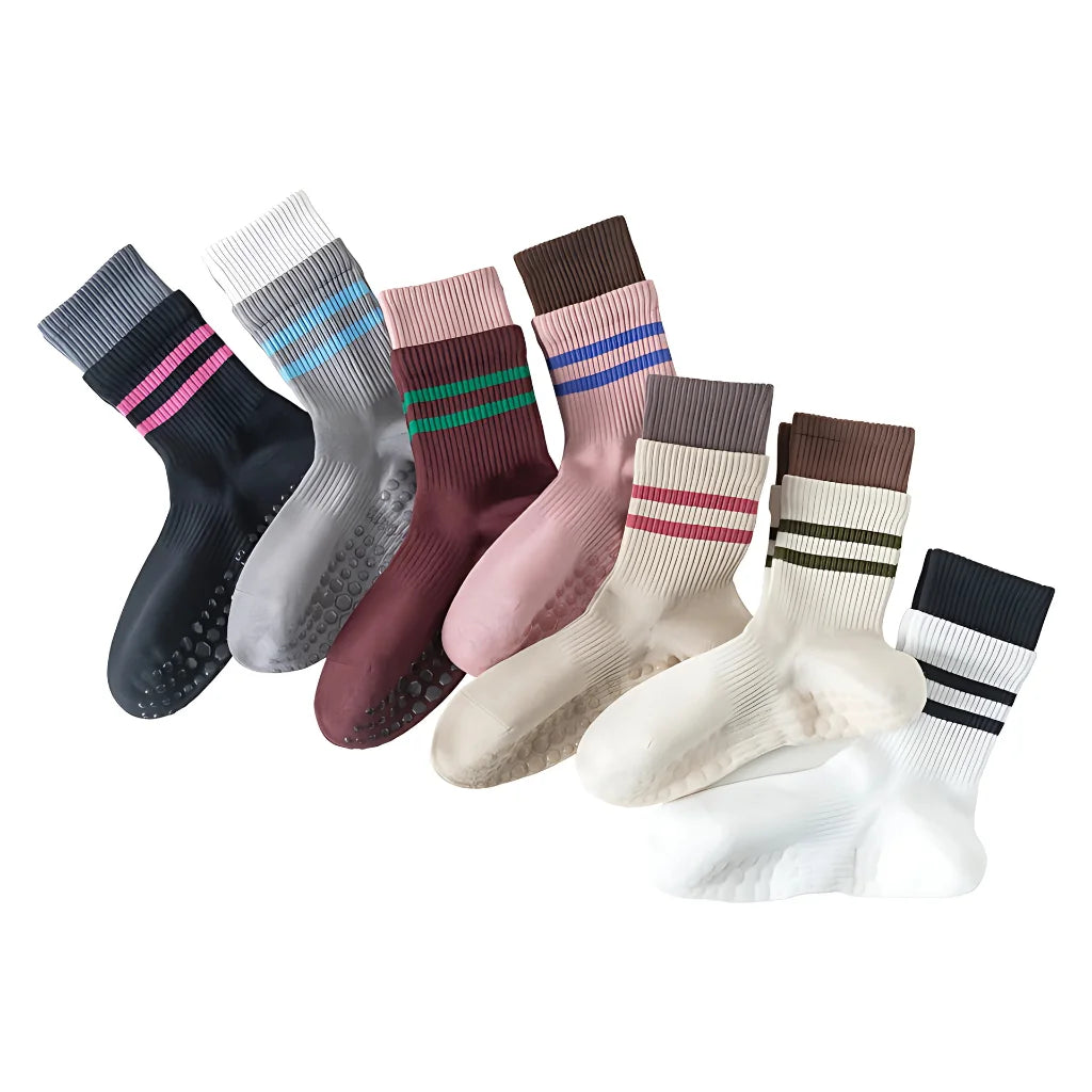 Mid Calf Pilates Grip Socks For Women’s Studio Flow