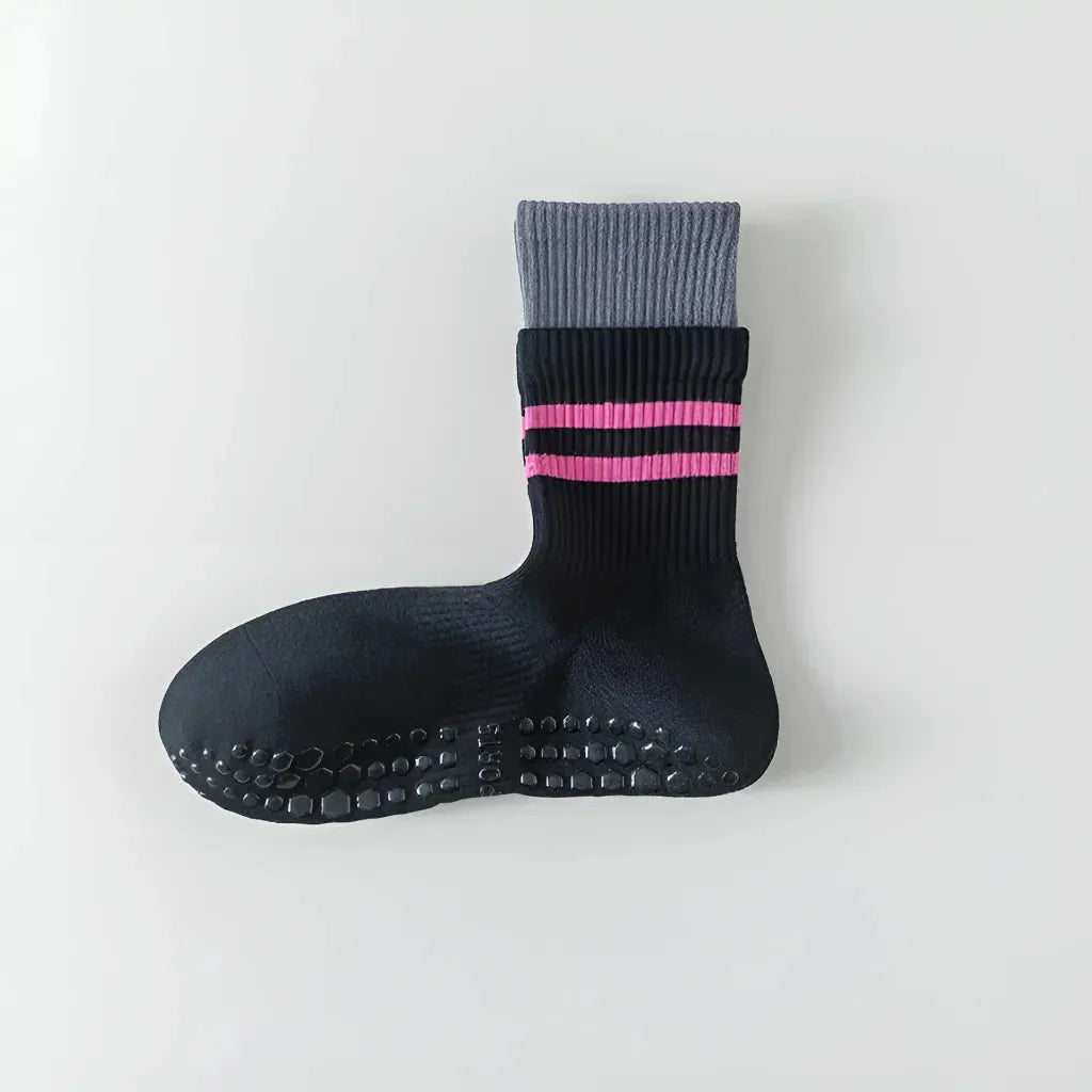 Mid Calf Pilates Grip Socks For Women’s Studio Flow - Black / one size