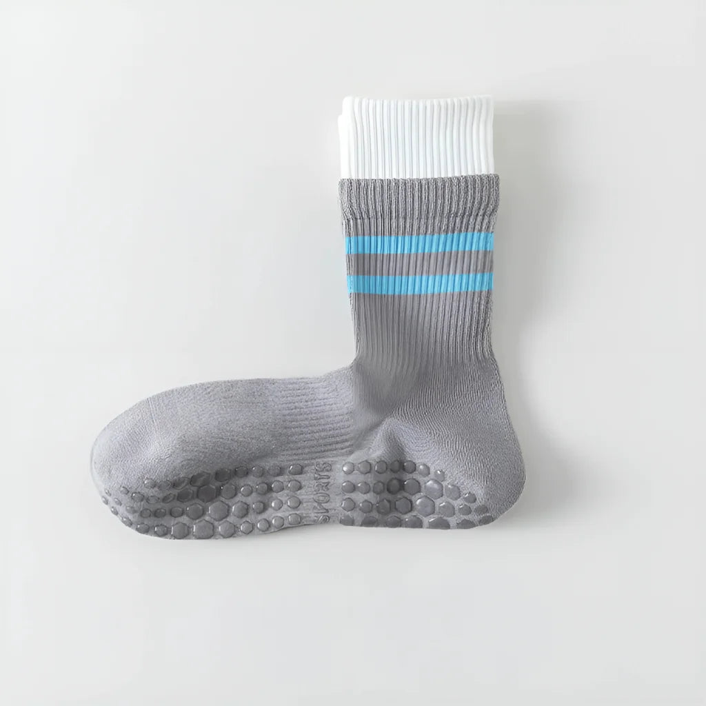 Mid Calf Pilates Grip Socks For Women’s Studio Flow - Gray / one size