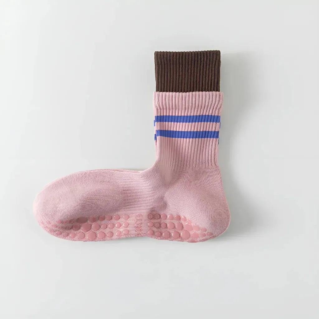 Mid Calf Pilates Grip Socks For Women’s Studio Flow - Pink / one size