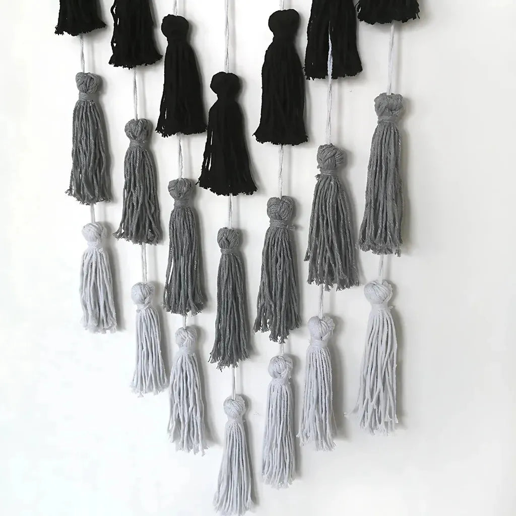 Minimalist Boho Woven Wall Art With Tassel Detailing - Mixed colors