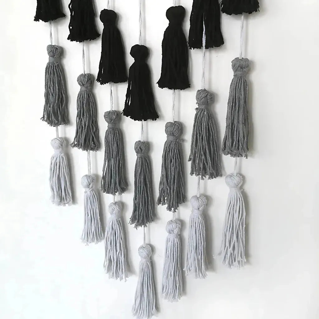 Minimalist Boho Woven Wall Art With Tassel Detailing - Mixed colors