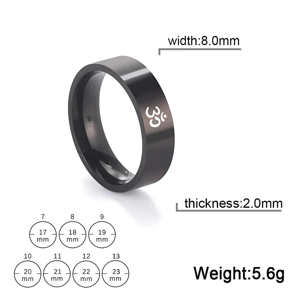 Minimalist Stainless Steel Metal Rings - Black 8mm / 7