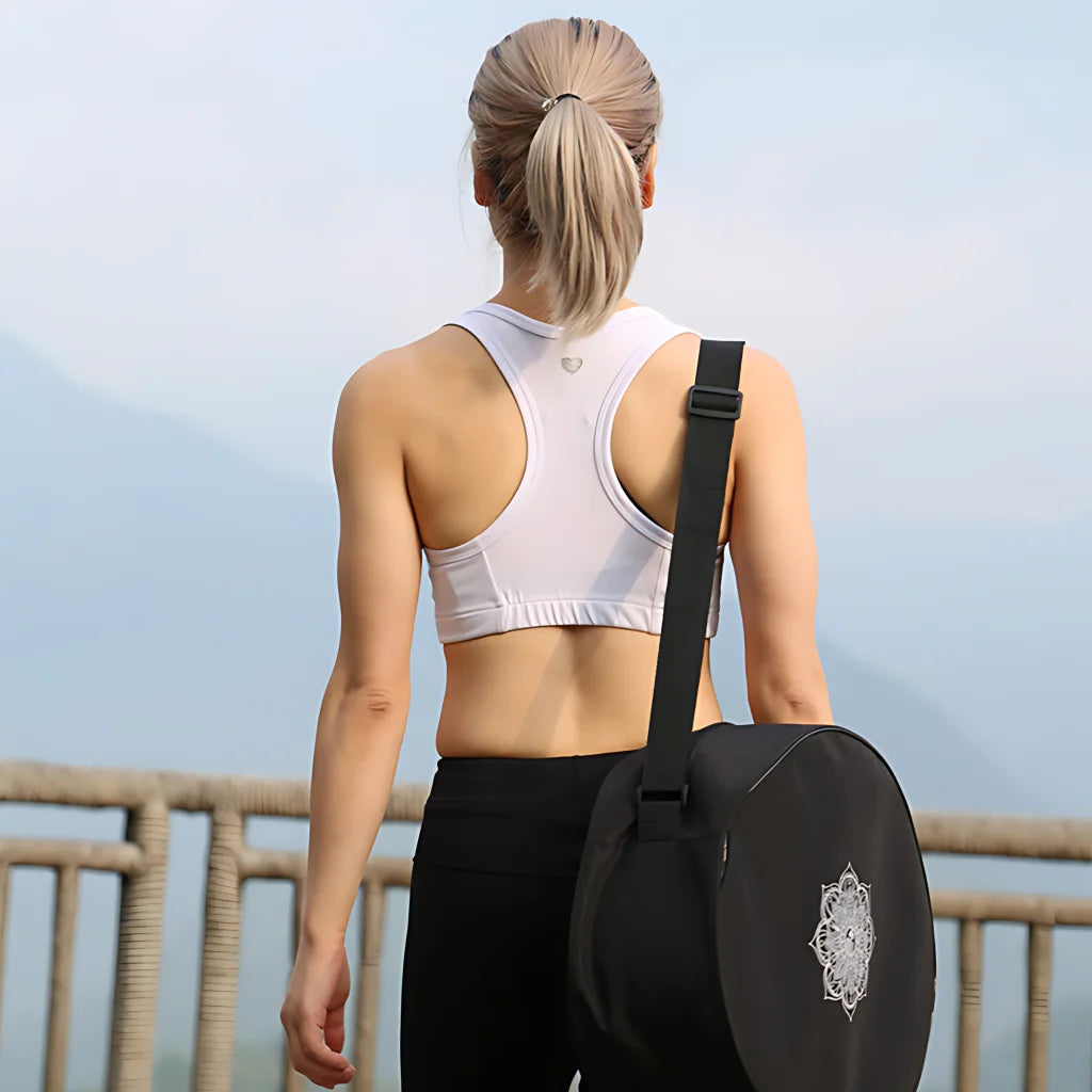 Minimalist Yoga Wheel Bag With Adjustable Straps - Black