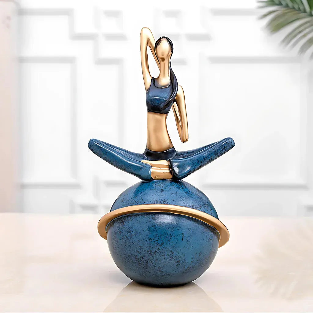Modern Resin Statuette Yoga Pose Figurine - F / 30.5x14x14cm