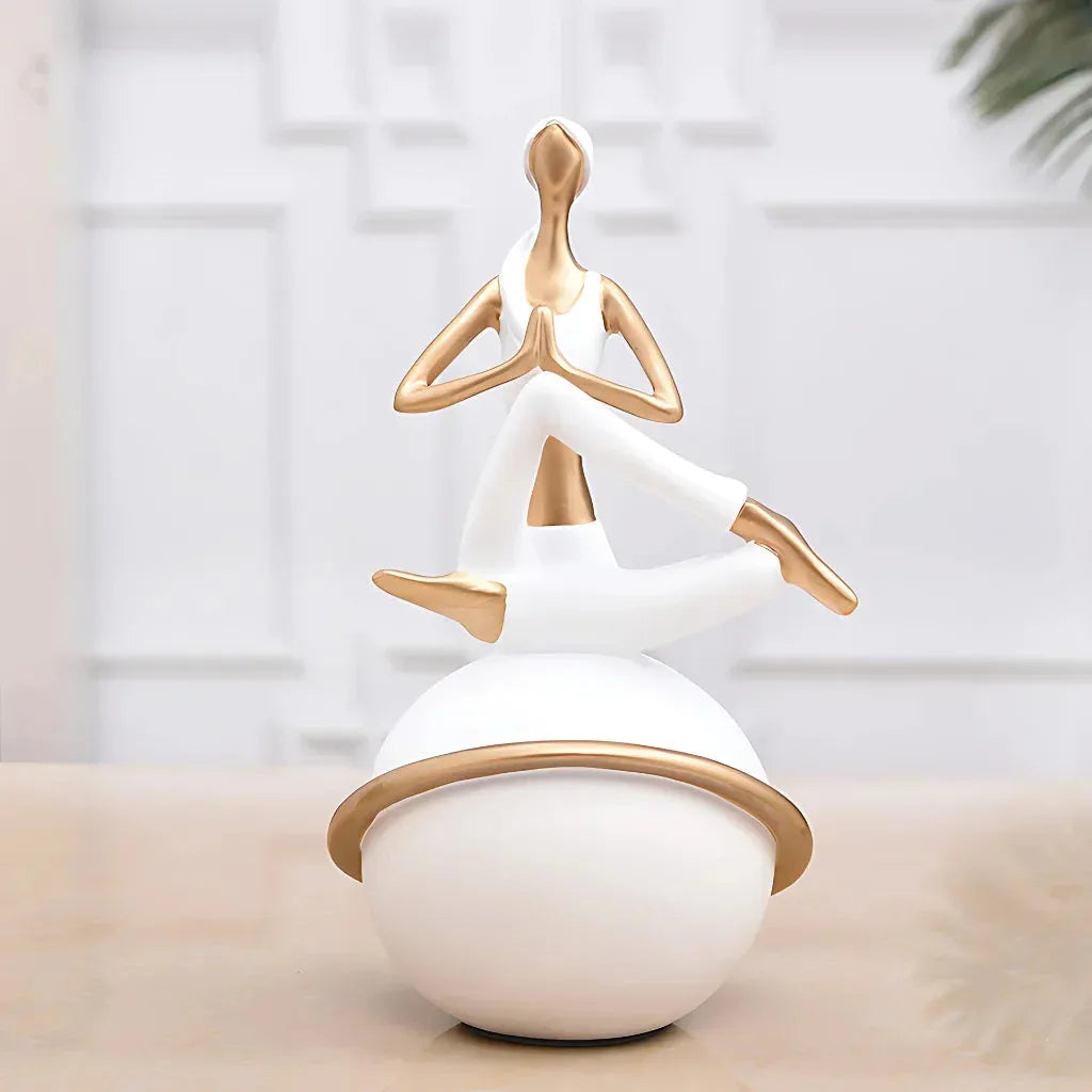 Modern Resin Statuette Yoga Pose Figurine - J / 30.5x14x14cm