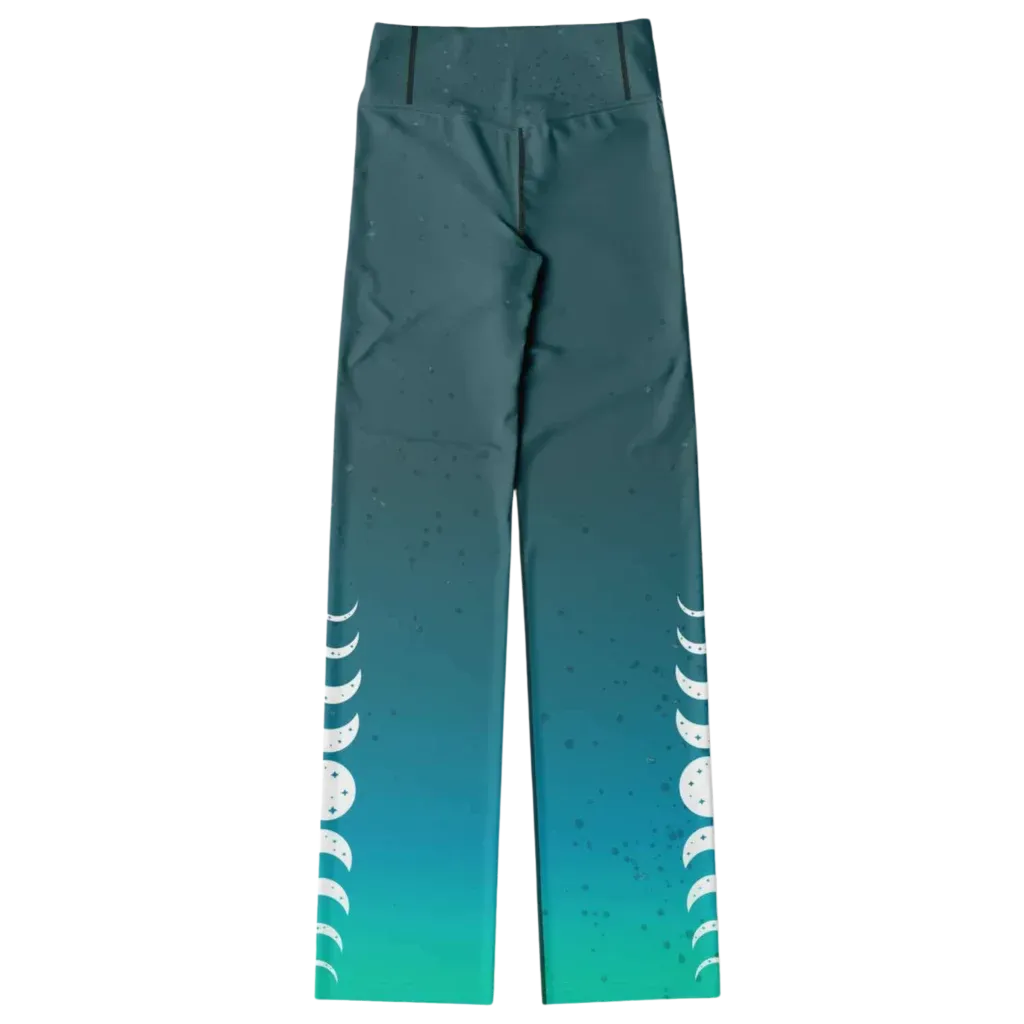 Moon Phase Flare Yoga Leggings In Turquoise Gradient