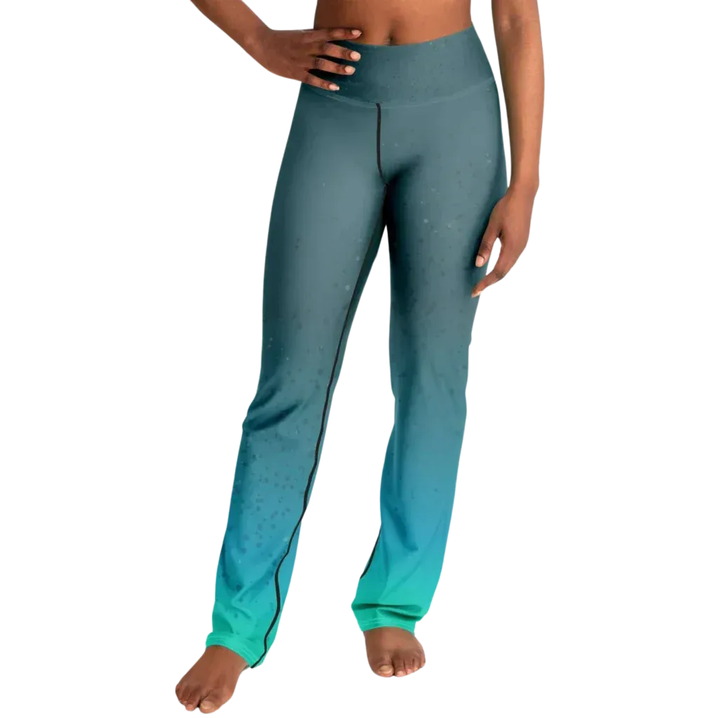 Moon Phase Flare Yoga Leggings In Turquoise Gradient
