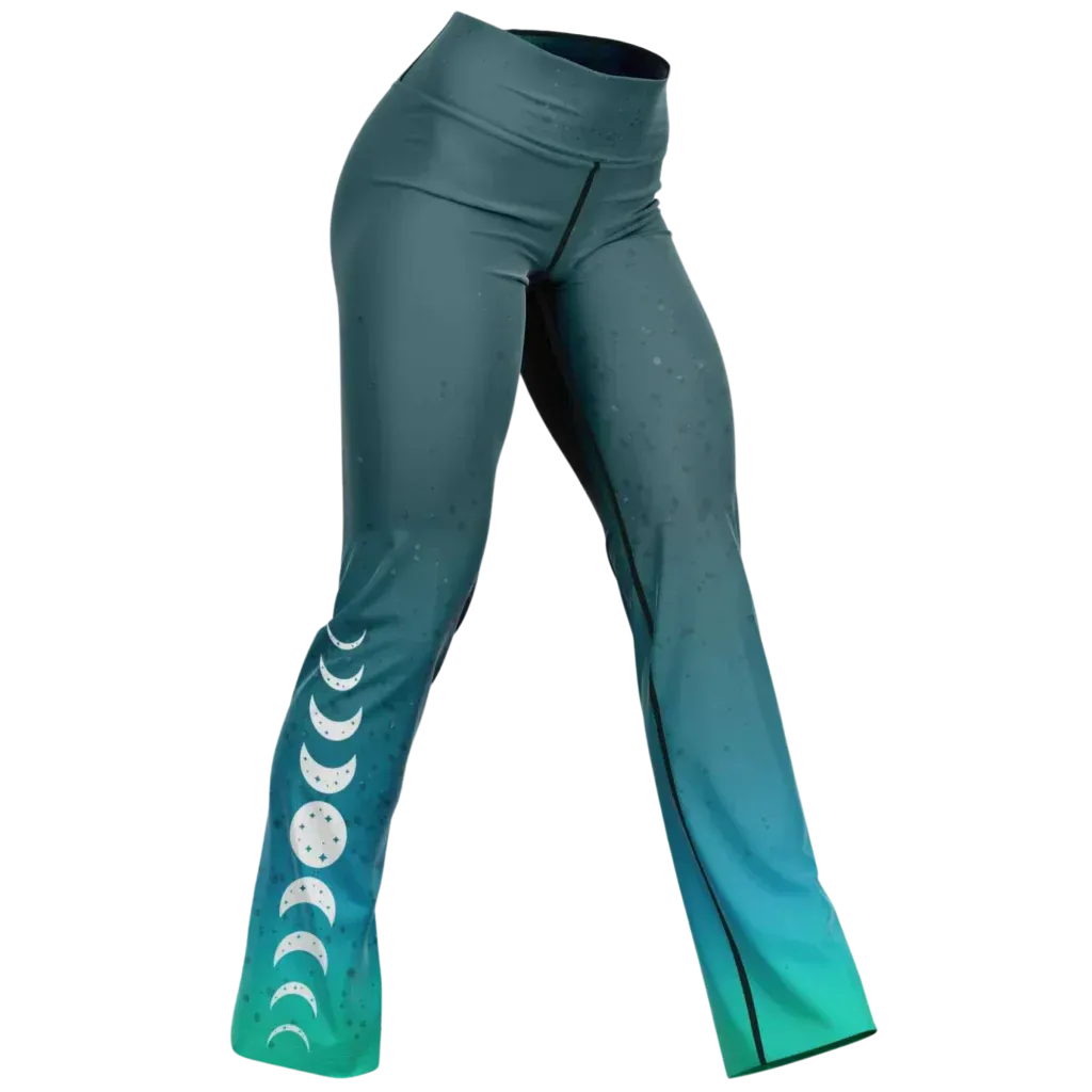 Moon Phase Flare Yoga Leggings In Turquoise Gradient - XS