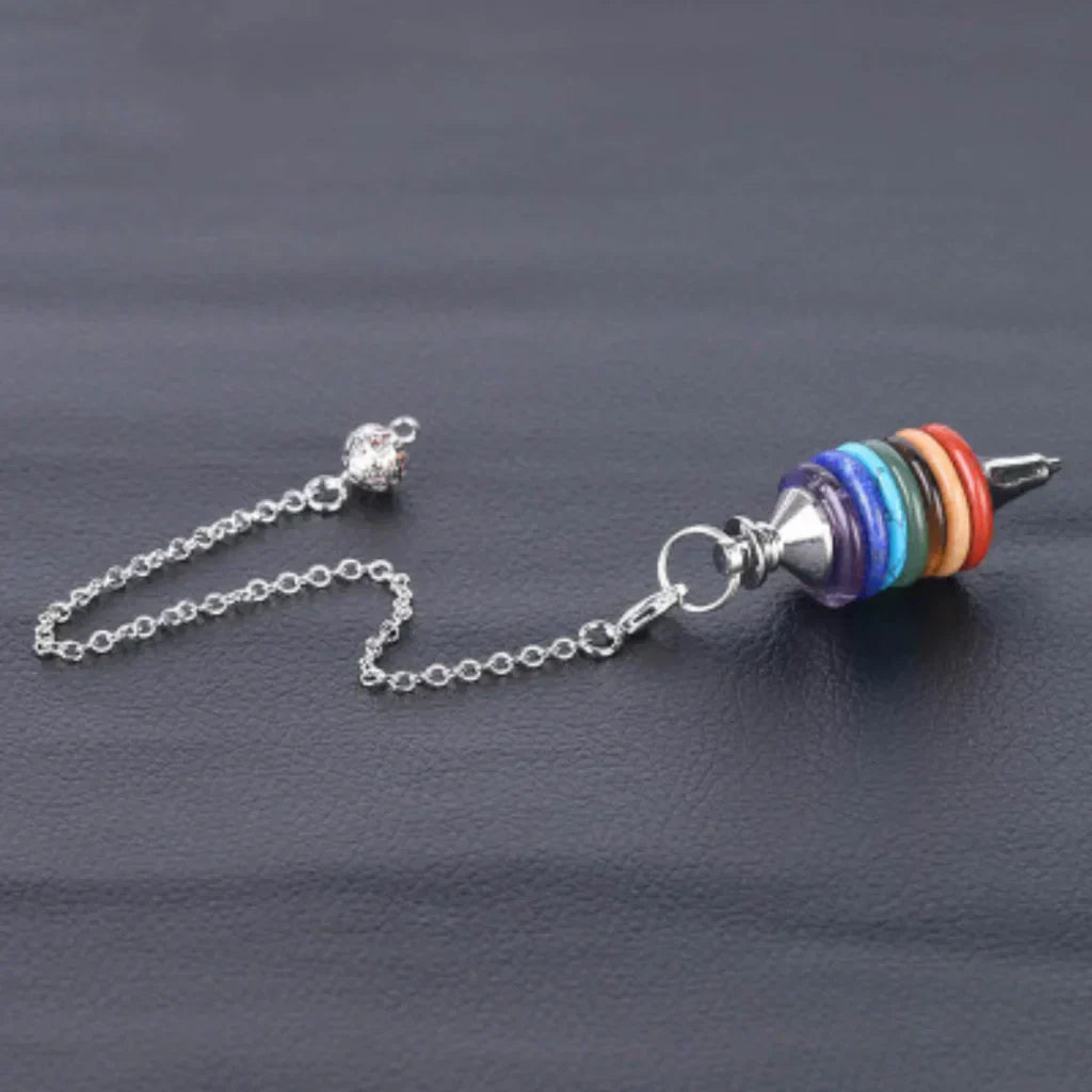 Multi-Stone Crystal Pendulum Dowsing Necklace - Seven Chakras