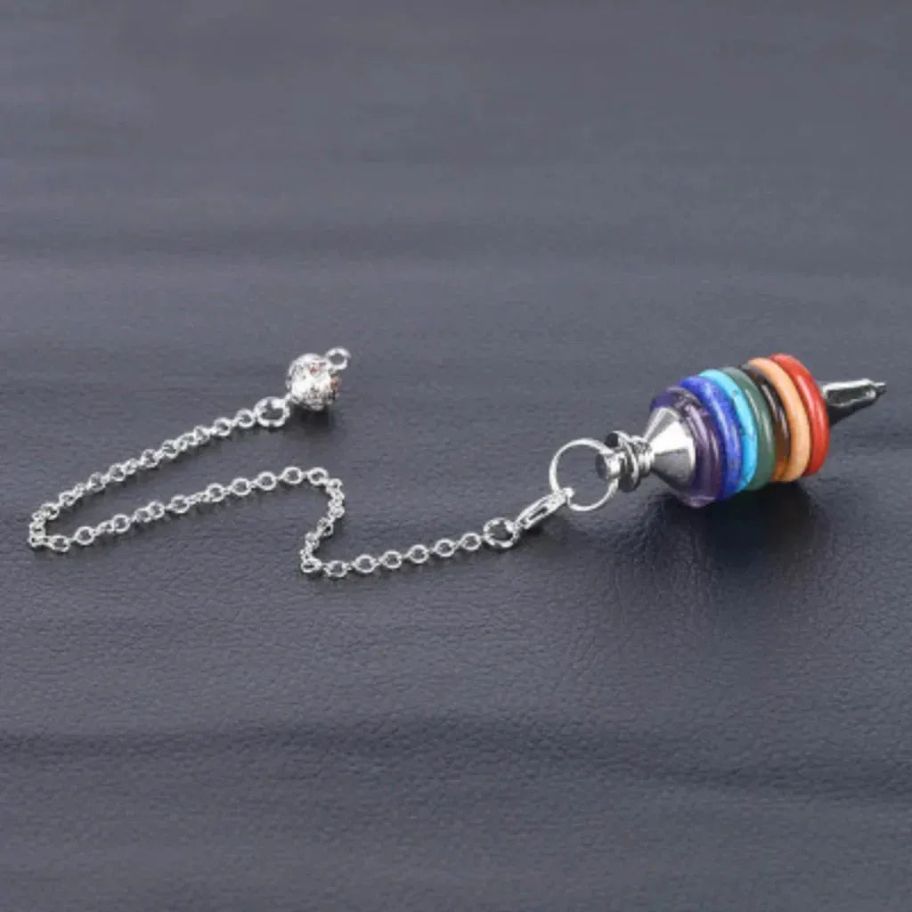 Multi-Stone Crystal Pendulum Dowsing Necklace - Seven Chakras