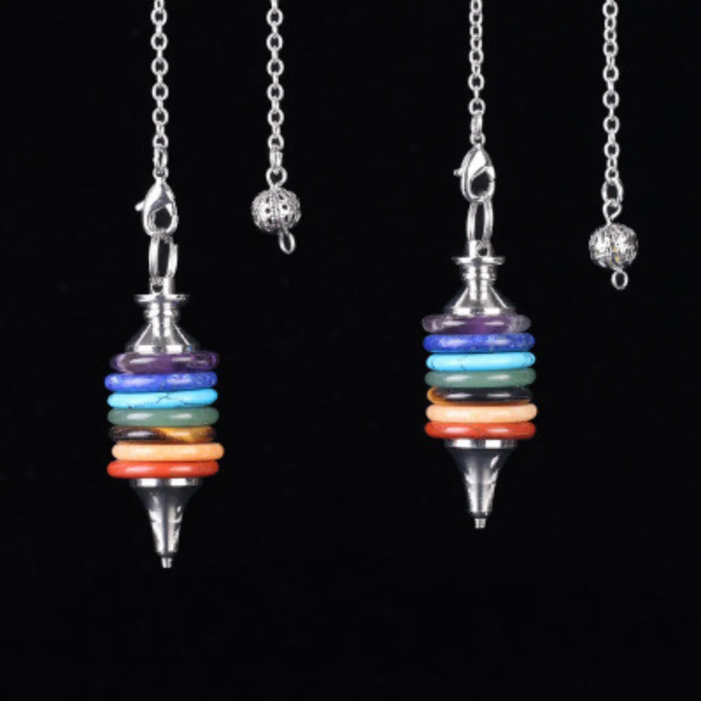 Multi-Stone Crystal Pendulum Dowsing Necklace - Seven Chakras