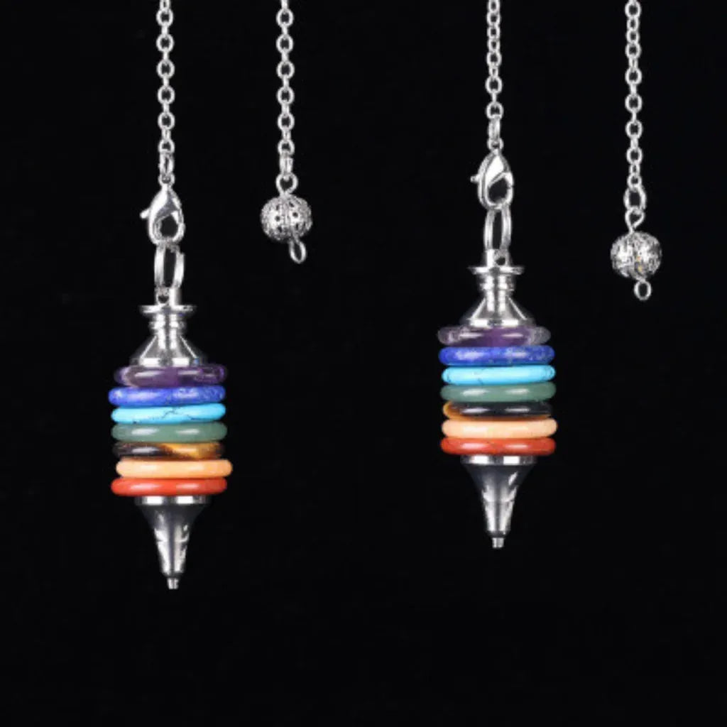 Multi-Stone Crystal Pendulum Dowsing Necklace - Seven Chakras