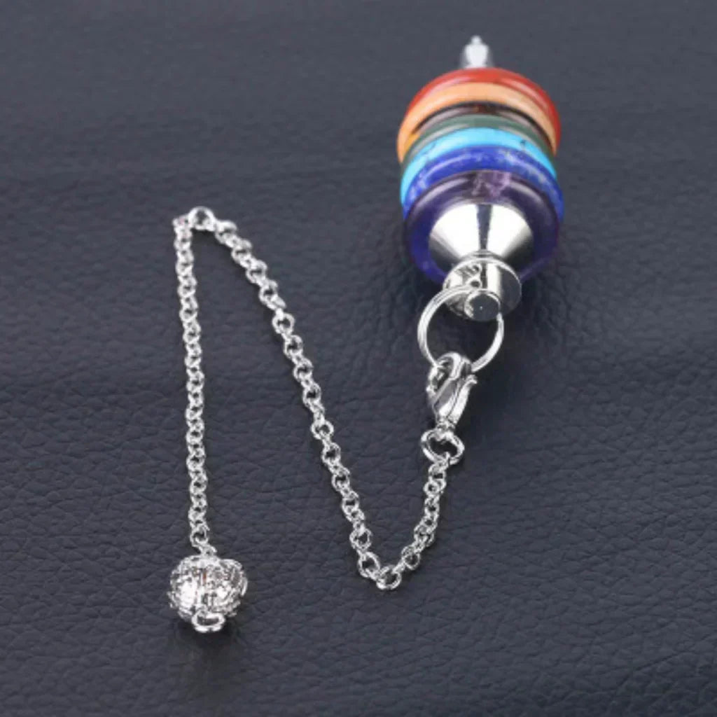 Multi-Stone Crystal Pendulum Dowsing Necklace - Seven Chakras