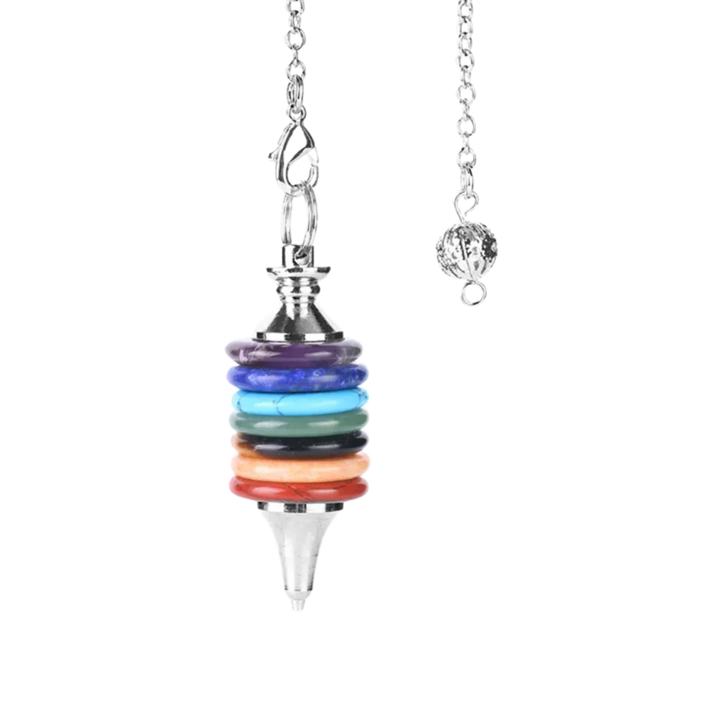 Multi-Stone Crystal Pendulum Dowsing Necklace - Seven Chakras