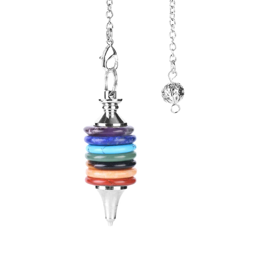 Multi-Stone Crystal Pendulum Dowsing Necklace - Seven Chakras