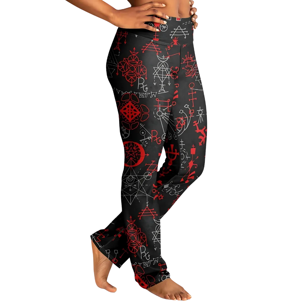 Mystic Alchemy Black Flare Legging With Magic Symbols