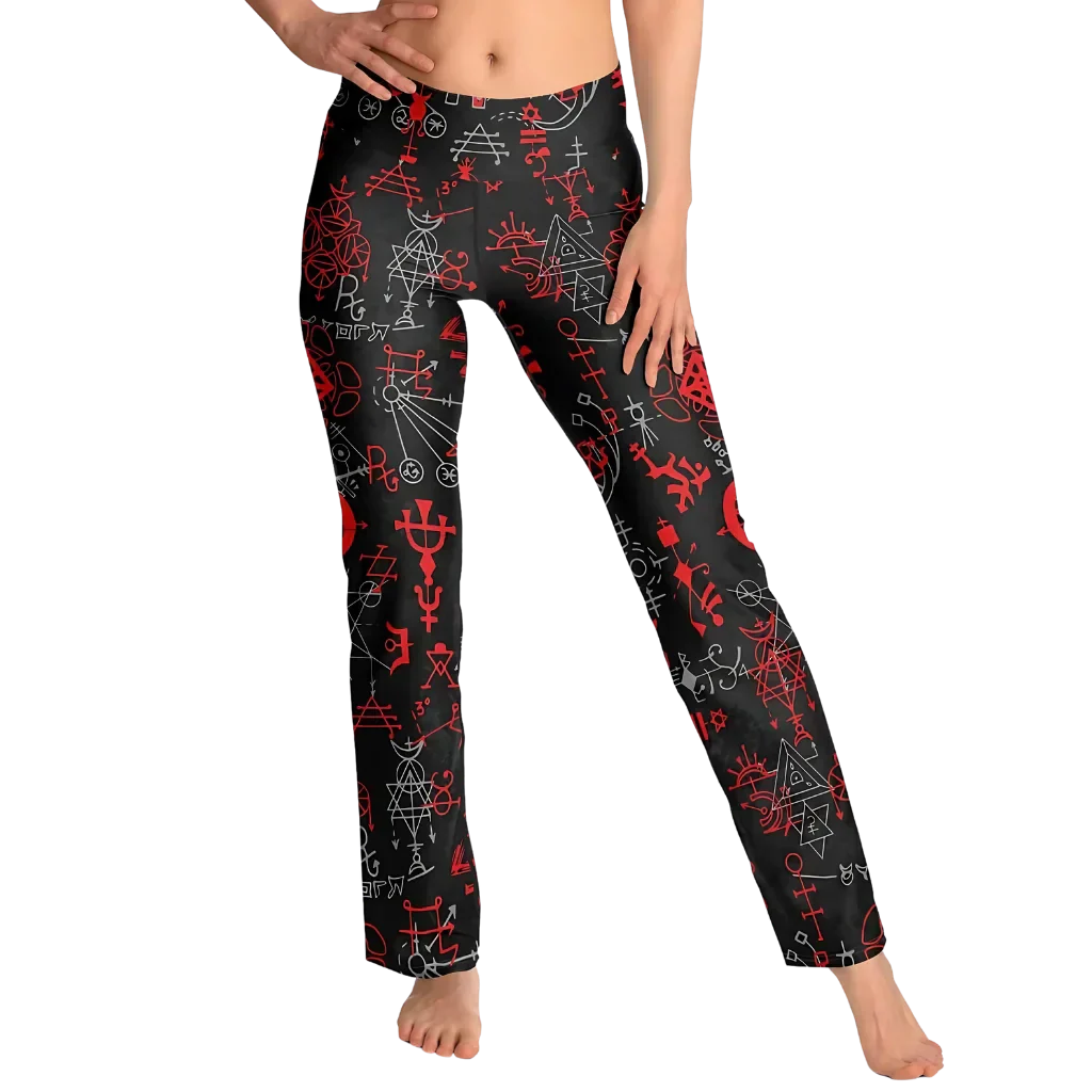Mystic Alchemy Black Flare Legging With Magic Symbols