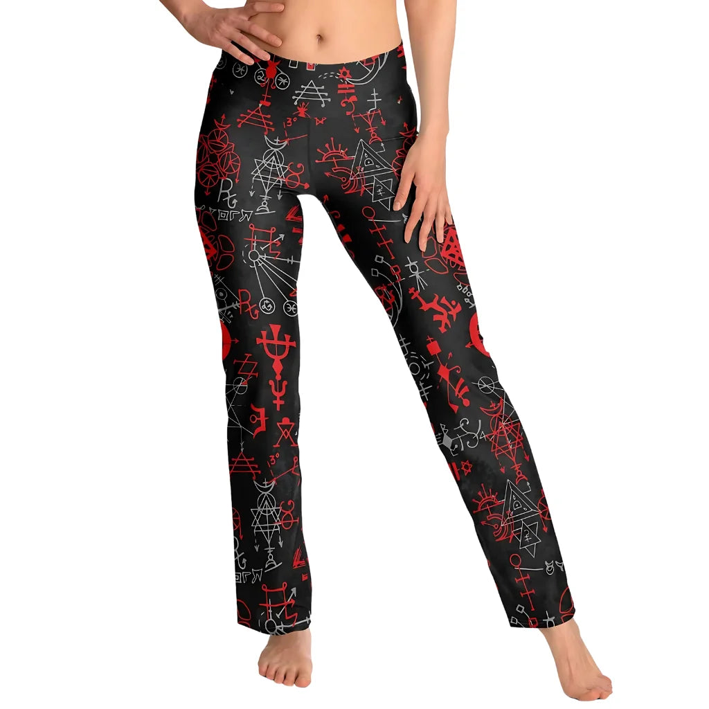 Mystic Alchemy Black Flare Legging With Magic Symbols