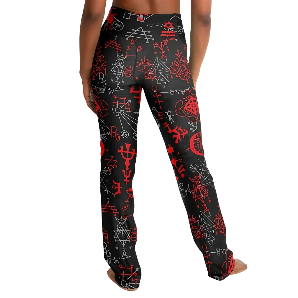 Mystic Alchemy Black Flare Legging With Magic Symbols