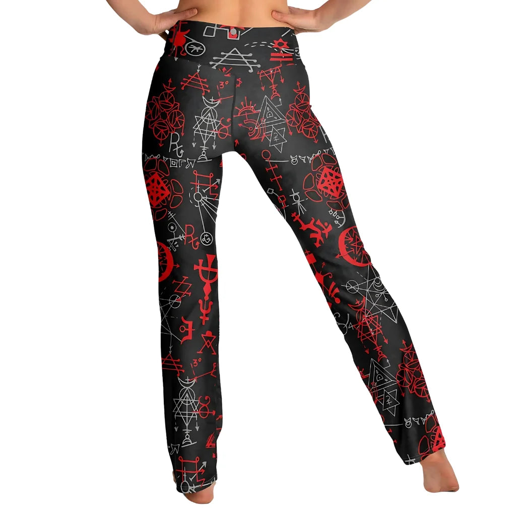 Mystic Alchemy Black Flare Legging With Magic Symbols