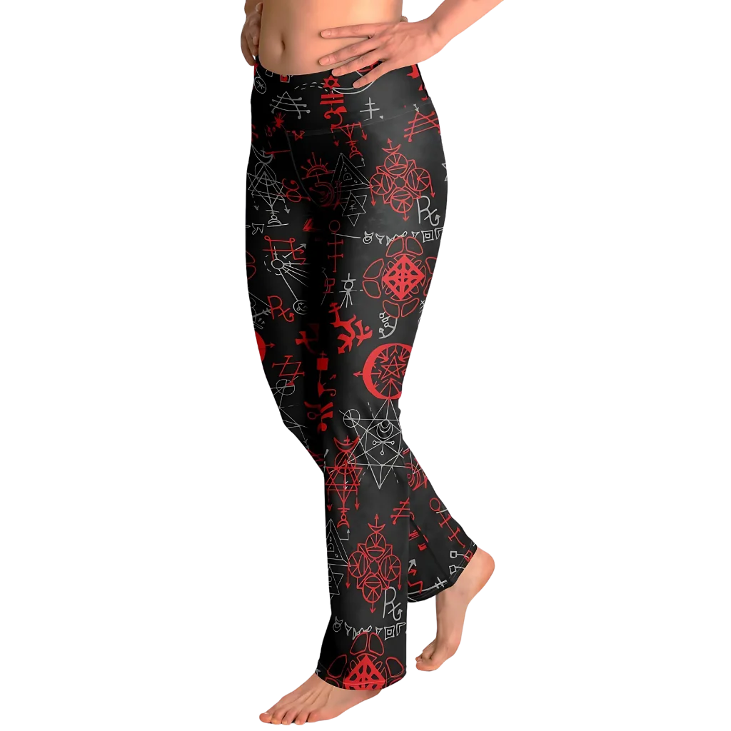 Mystic Alchemy Black Flare Legging With Magic Symbols