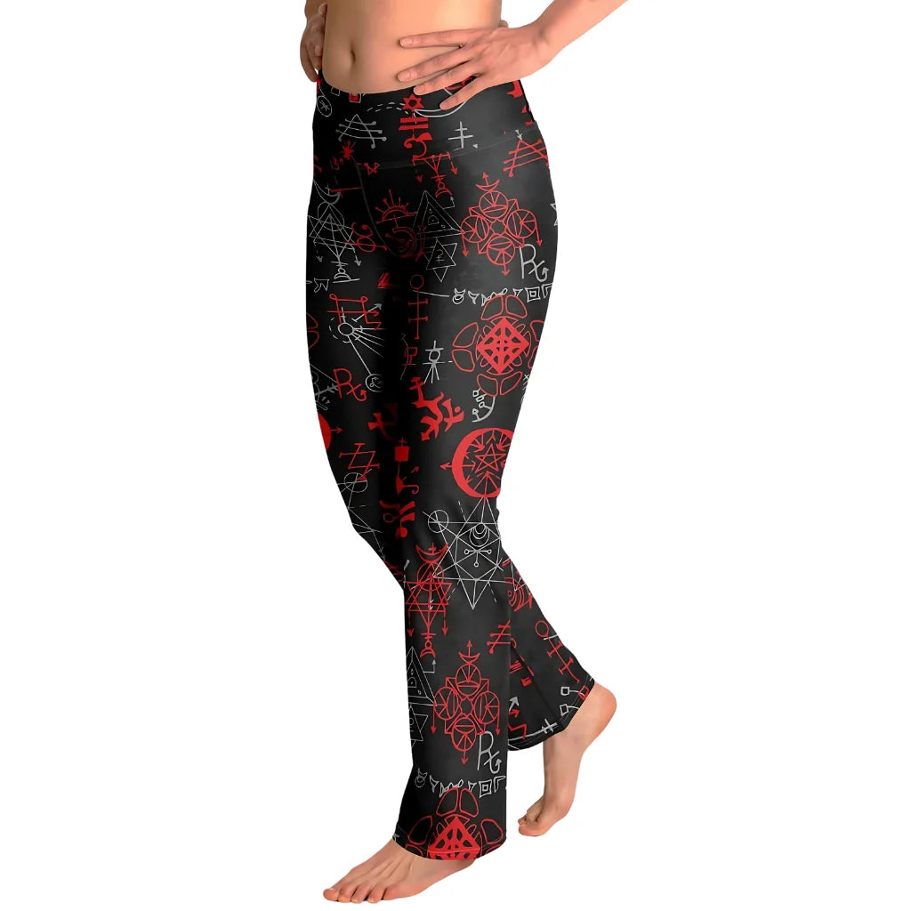 Mystic Alchemy Black Flare Legging With Magic Symbols