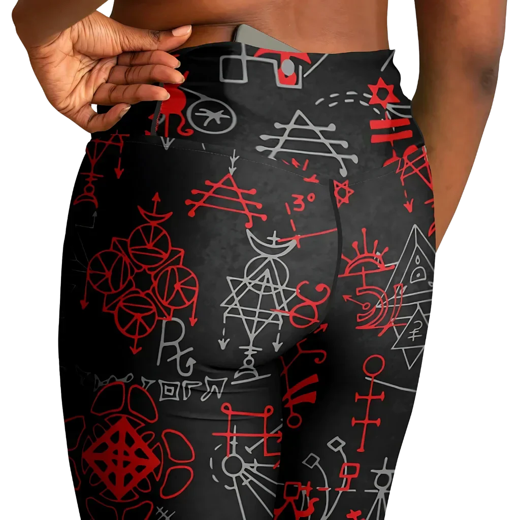 Mystic Alchemy Black Flare Legging With Magic Symbols