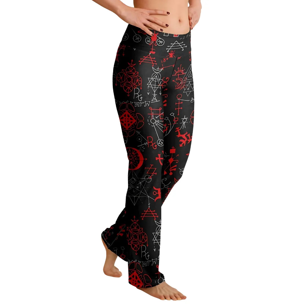 Mystic Alchemy Black Flare Legging With Magic Symbols