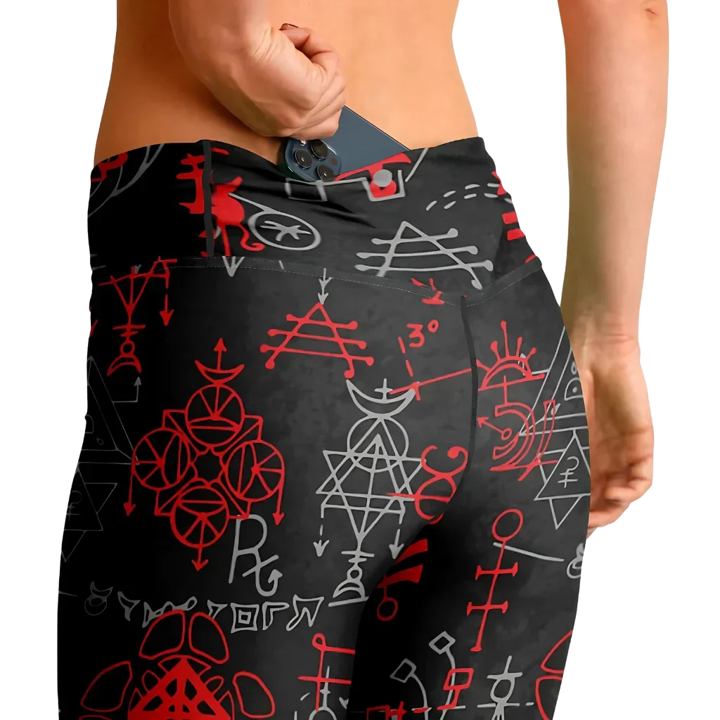 Mystic Alchemy Black Flare Legging With Magic Symbols