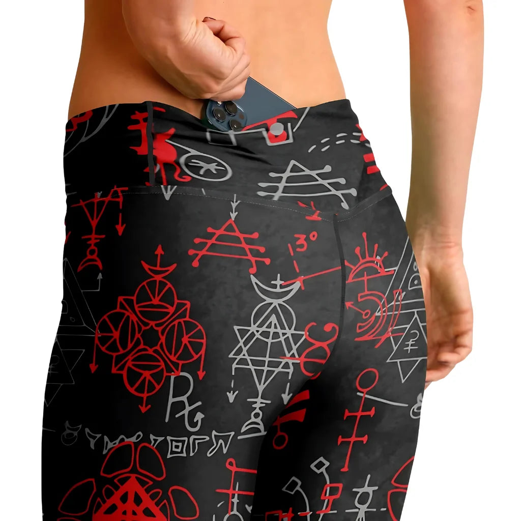 Mystic Alchemy Black Flare Legging With Magic Symbols