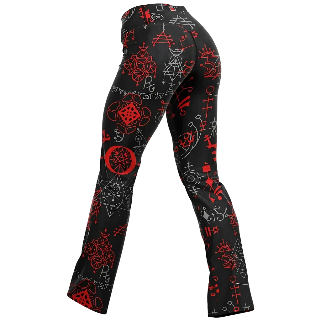 Mystic Alchemy Black Flare Legging With Magic Symbols