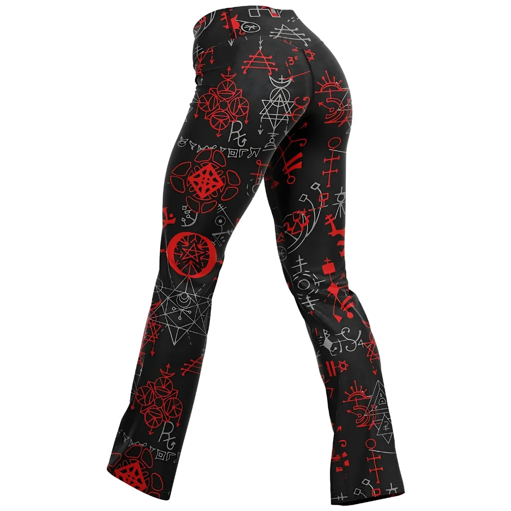 Mystic Alchemy Black Flare Legging With Magic Symbols