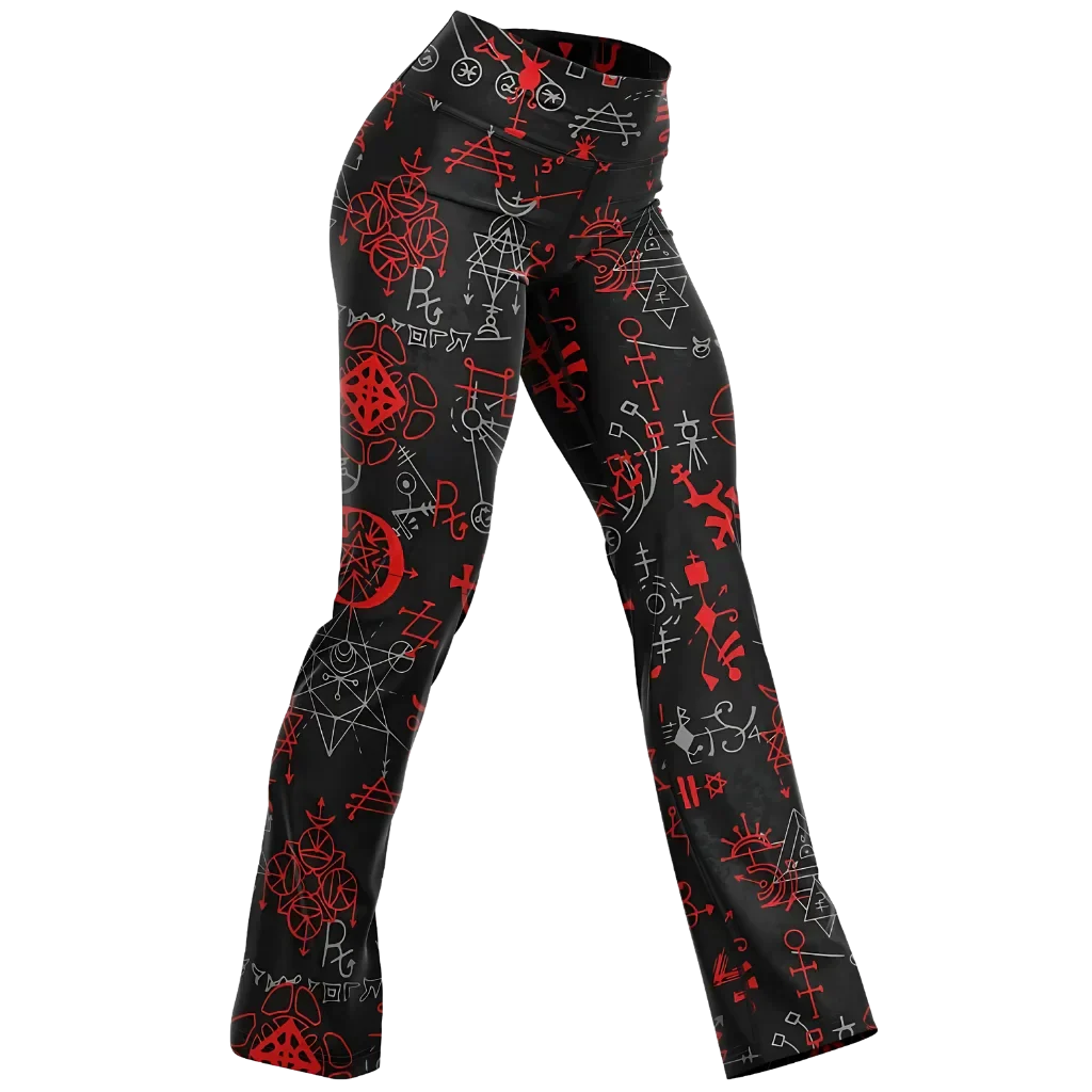 Mystic Alchemy Black Flare Legging With Magic Symbols - XS