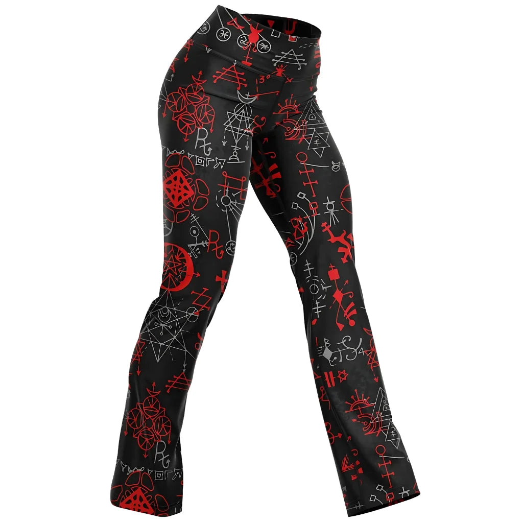 Mystic Alchemy Black Flare Legging With Magic Symbols - XS