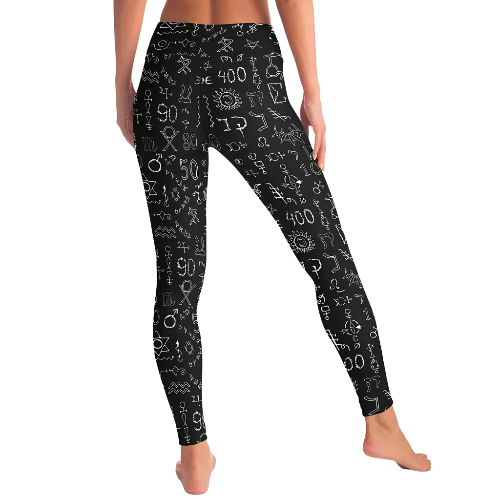 Mystic Alchemy Print Legging Black With Sacred Symbols