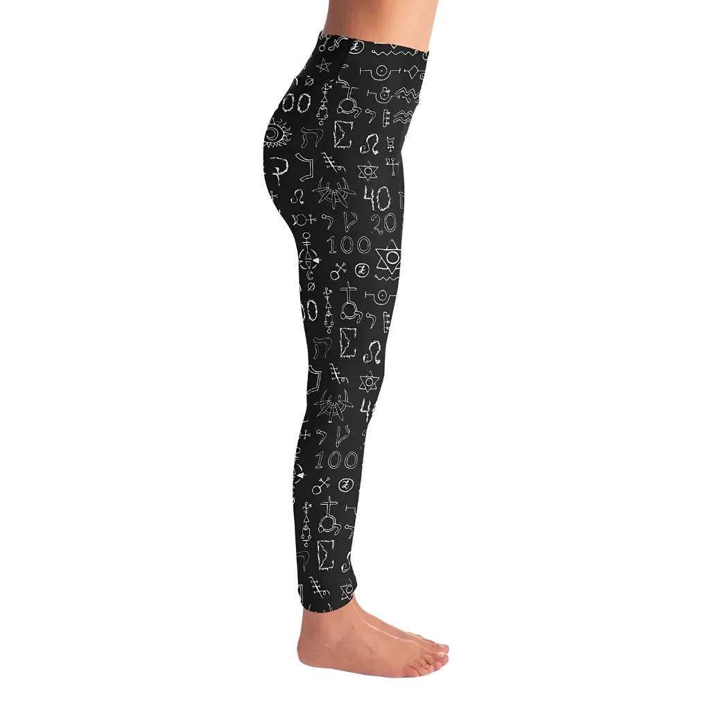 Mystic Alchemy Print Legging Black With Sacred Symbols