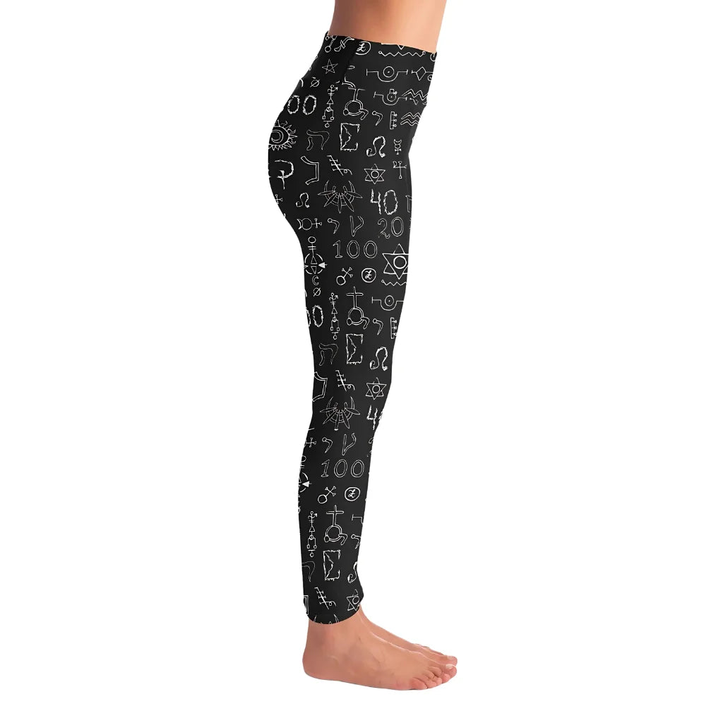 Mystic Alchemy Print Legging Black With Sacred Symbols