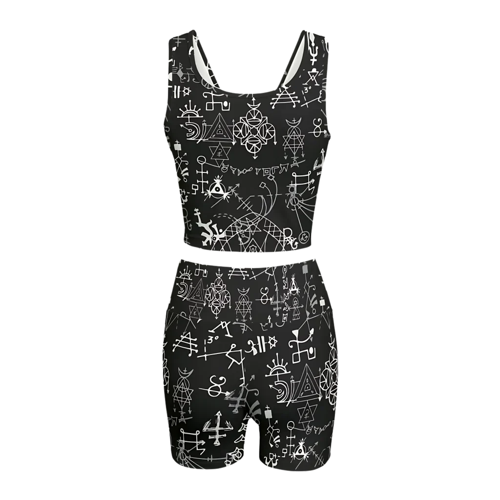 Mystic Alchemy Print Yoga Set Shorts For Women